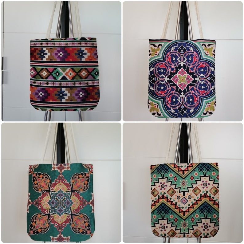 Bolsa estampada con tapiz de gobelino 